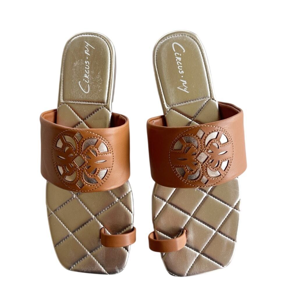 Sam Edelman Circus NY Astrid Slide Sandal Saddle Size 8.5 Quiet Luxury Vacation